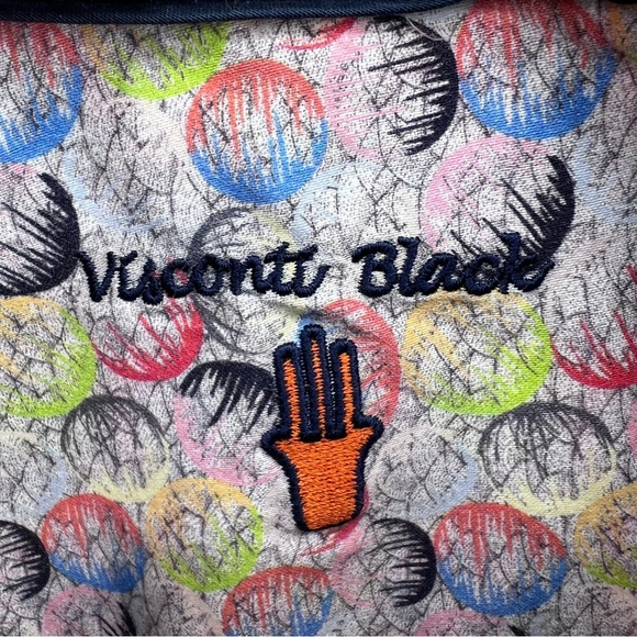 Visconti Black button down shirt men’s XL multicolored print geometric abstract - Picture 2 of 11